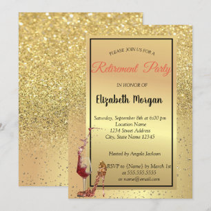 Invitación Tacón alto, vidrio, rojo, fiesta de jubilación con