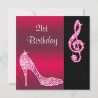 Tacón de aguja rosa y Clef triple de cumpleaños 21