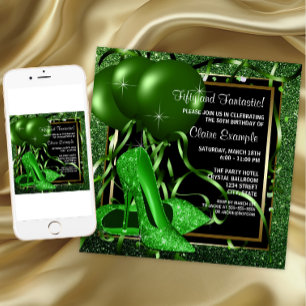 Invitación Tacon de zapato alto verde esmeralda de mujer para