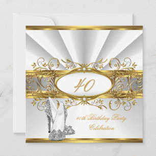 Invitación Taconeras de Plata y Oro Blanco para Cumpleaños 40