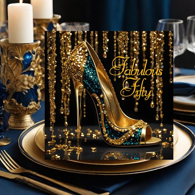 Invitación Taconeras fabulosas con brillo azul y serpentinas  (Subido por el creador)