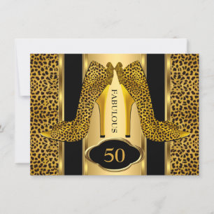 Invitación Taconeras fabulosas de leopardo dorado Cheetah par