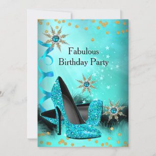 Invitación Tacones altos azul turquesa con brillo Fiesta de c