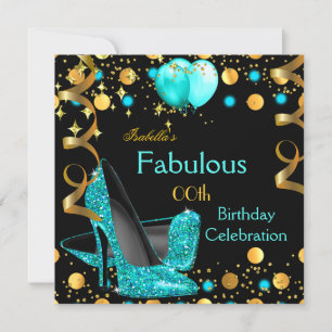 Invitación Tacones altos azul turquesa Globos dorados Fiesta