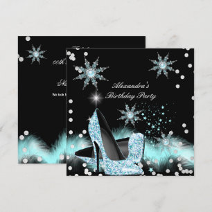 Invitación Tacones altos azul turquesa luz brillante Fiesta d