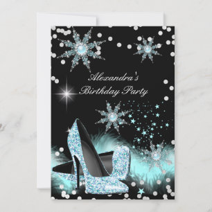 Invitación Tacones altos azul turquesa luz brillante Fiesta d