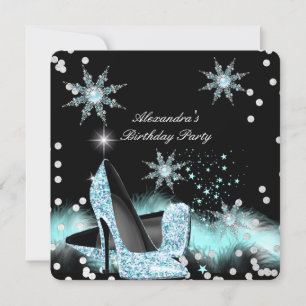 Invitación Tacones altos azul turquesa luz brillo Fiesta de C