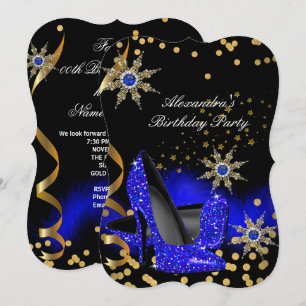 Invitación Tacones altos brillantes azul real Fiesta de cumpl