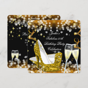 Invitación Tacones altos brillantes fabulosos dorados por el 