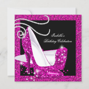 Invitación Tacones altos brillantes rosa brillante fiesta de
