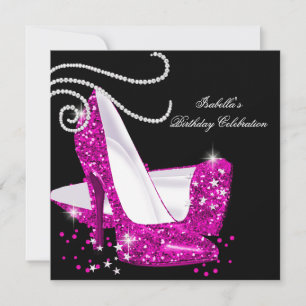 Invitación Tacones altos brillantes rosa caliente fiesta de c