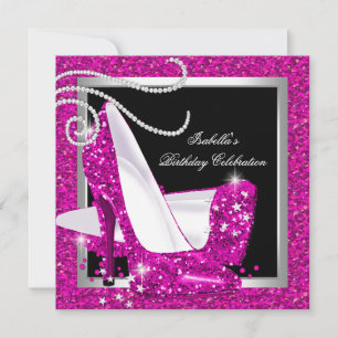 Invitación Tacones altos brillantes rosa caliente Fiesta de c