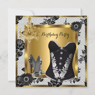 Invitación Tacones altos Candil Encaje Corsé Negro 3