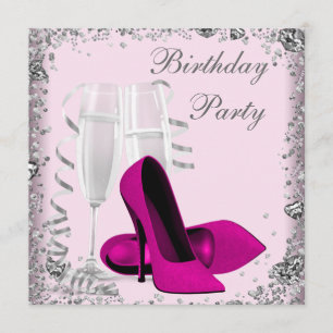 Invitación Tacones altos champán rosa fiesta de cumpleaños