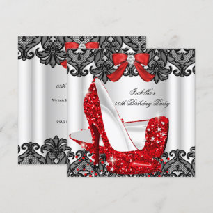 Invitación Tacones altos con brillo Rojo Encaje Diamante Plat