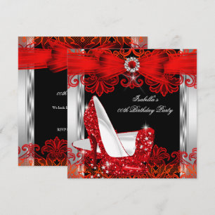 Invitación Tacones altos con brillo Rojo Encaje Diamante Plat