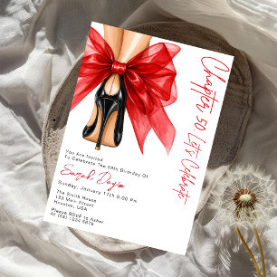 Invitación Tacones altos con lazo rojo para cumpleaños número