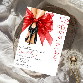 Invitación Tacones altos con lazo rojo para cumpleaños número