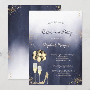 Invitación Tacones altos con purpurina, fiesta de jubilación 