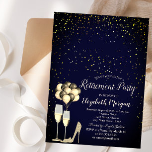 Invitación Tacones altos con purpurina, Fiesta de jubilación 