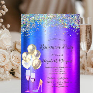 Invitación Tacones altos, Confeti Colorido Purpura Jubilación