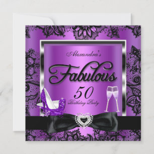 Invitación Tacones altos de champagne morado para fiesta fabu
