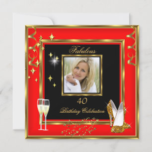 Invitación Tacones altos de champagne rojo dorado de 40 fabul