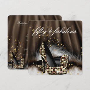 Invitación Tacones altos de chocolate dorado marrón 50 fabulo