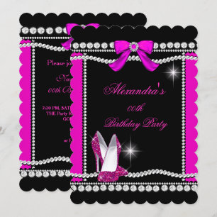 Invitación Tacones altos de cumpleaños rosa caliente negro gl