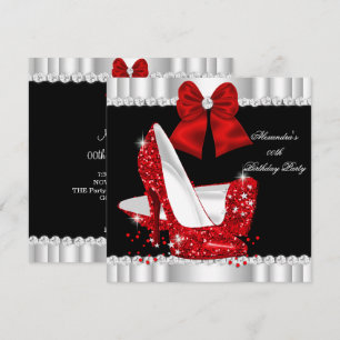 Invitación Tacones altos de glamour rojo con brillo elegante