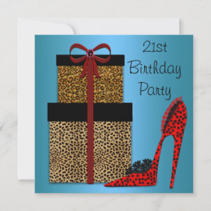 Invitación Tacones altos de leopardo para mujeres Cumpleaños