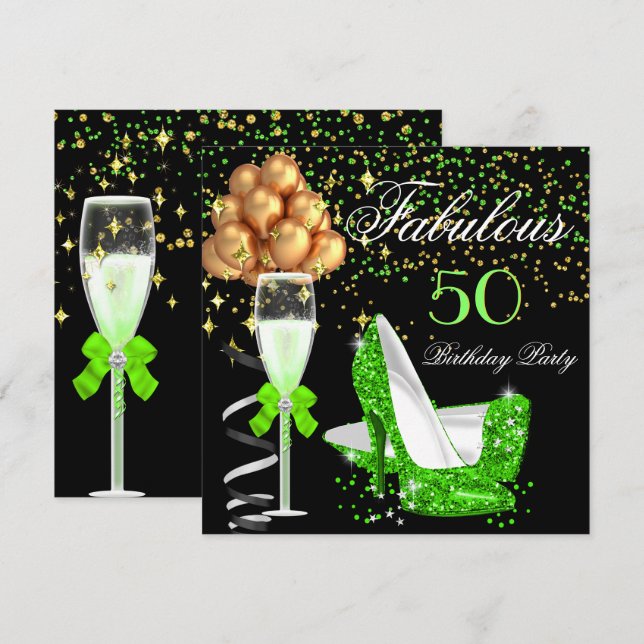 Invitación Tacones altos de lima fabulosos Cumpleaños de oro  (Anverso / Reverso)