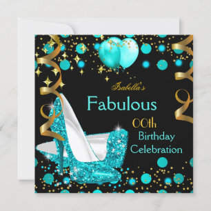 Invitación Tacones altos de luces azul verdoso dorados Fiesta