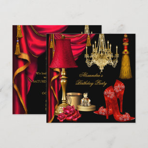 Invitación Tacones altos de lujo rojos para mujer dorado negr