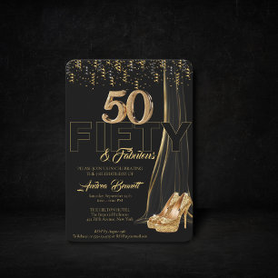 Invitación Tacones altos de oro Elegante Negro 50 Fabuloso cu