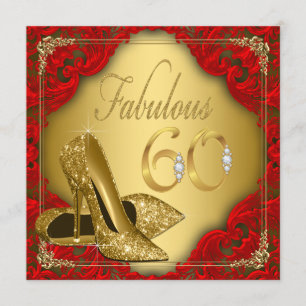 Invitación Tacones Altos de Oro Rojo Elegantes Fabuloso Cumpl