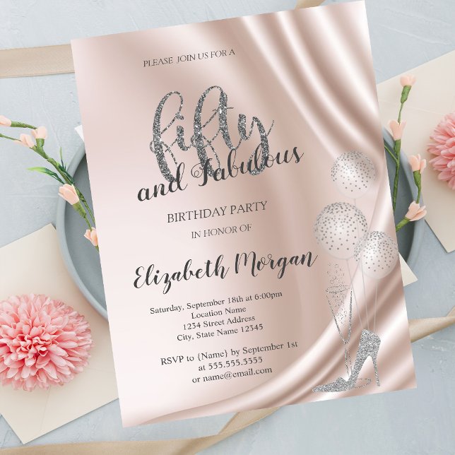 Invitación Tacones altos de plata elegantes, fiesta de cumple (Subido por el creador)