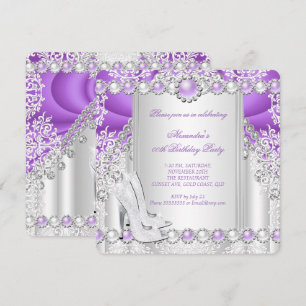 Invitación Tacones altos de plata púrpura Cumpleaños Pearl 2