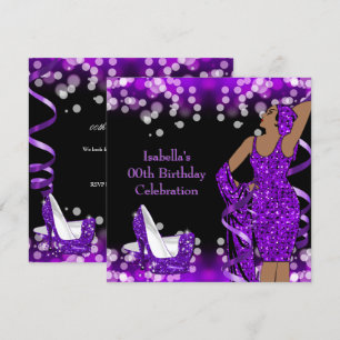 Invitación Tacones altos de purpurina retro lady cumpleaños