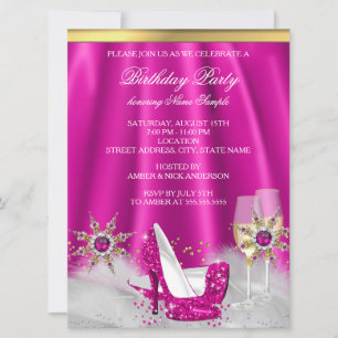 Invitación Tacones altos de purpurina rosa champán dorado par