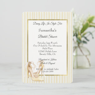 Invitación Tacones altos de rayas amarillas elegantes para fi