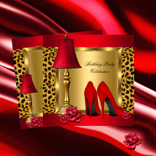 Invitación Tacones altos de rosas de oro rojo Fiesta de cumpl