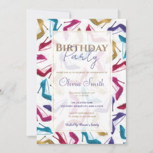 Invitación Tacones altos dorados modernos acuarela