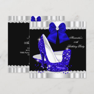 Invitación Tacones Altos Elegantes con Brillo y Glamour Azul 