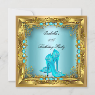 Invitación Tacones Altos Elegantes y Bonitos de Color Turques