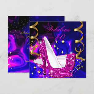 Invitación Tacones altos fabulosos de 40 rosa azul dorado Cum