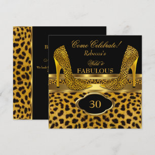 Invitación Tacones Altos Fabulosos Leopardo Dorado Guepardo S