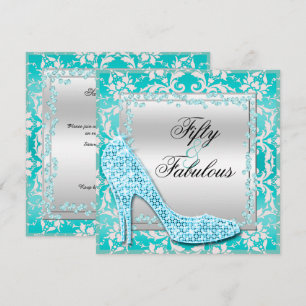 Invitación Tacones altos Glitzy, diamantes y damasco Fabuloso