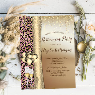Invitación Tacones altos, globos estampado de leopardo Jubila