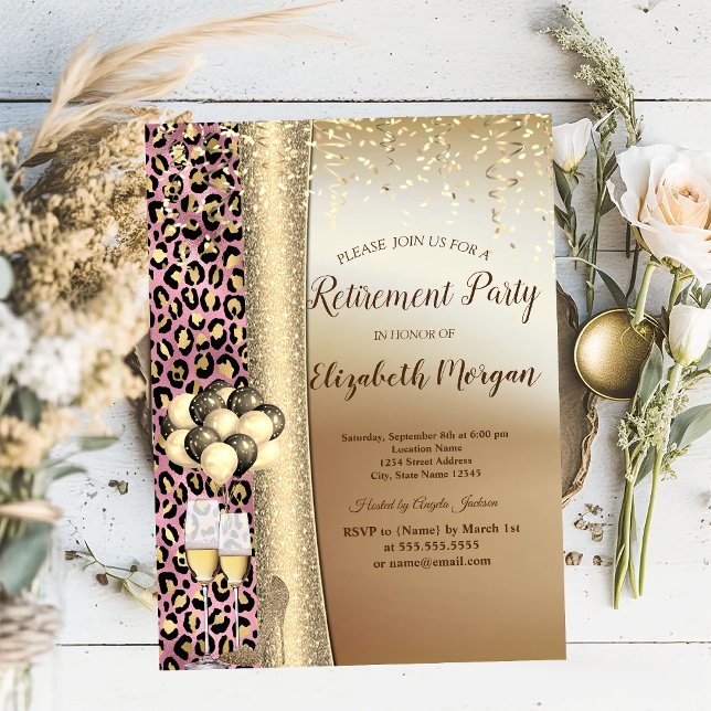 Invitación Tacones altos, globos estampado de leopardo Jubila (Subido por el creador)
